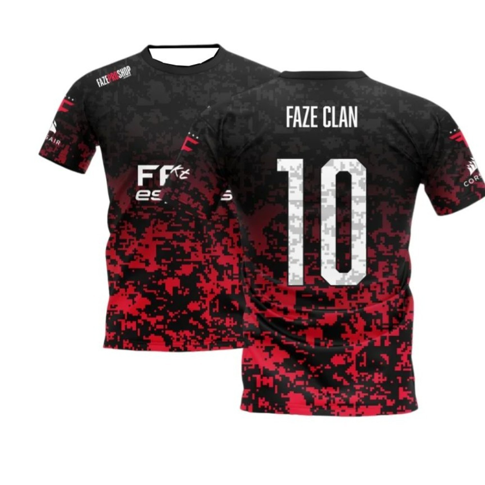 Red‑Black Digital Camo E‑Sport - Esports Gaming Jersey ulasan dan harga