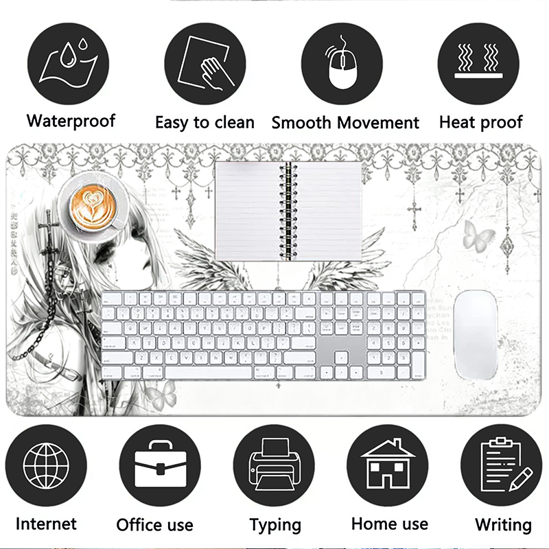 Leather Mousepad Black White A - Esports Gaming Desk ulasan dan harga