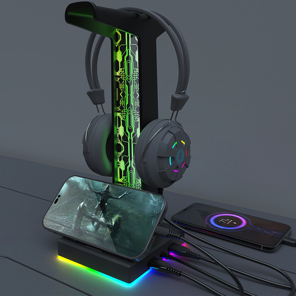 RGB Gaming Headphone Stand Dua - Esports Gaming Pc ulasan dan harga