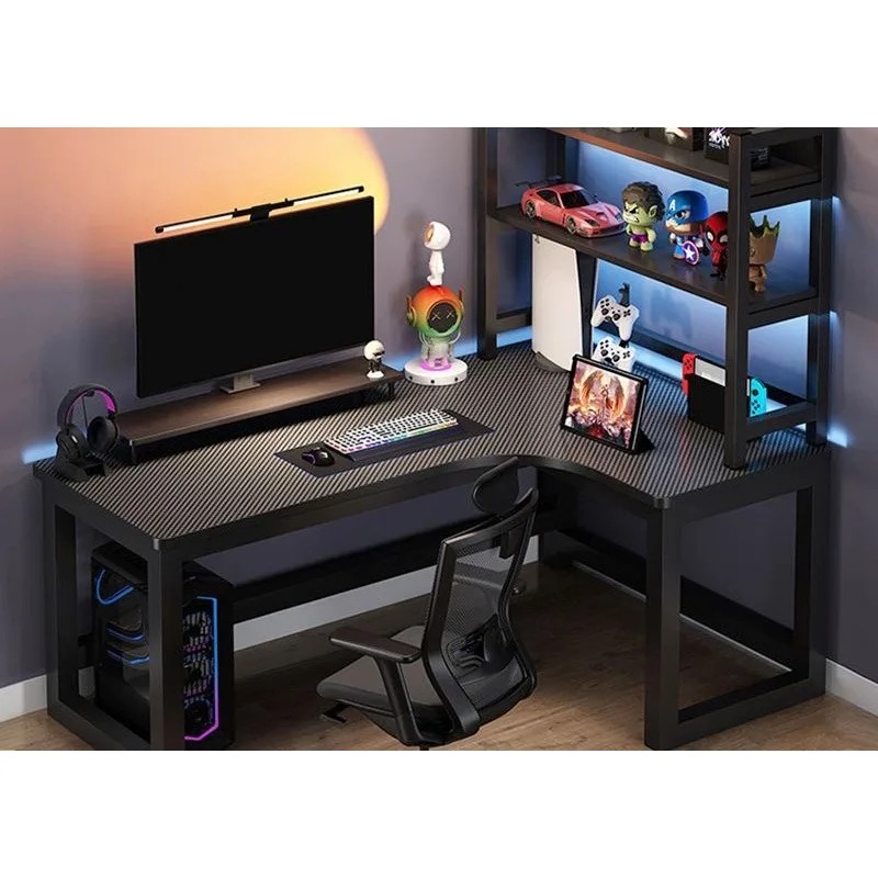Adjustable Height L Shaped Cor - Esports Gaming Table ulasan dan harga
