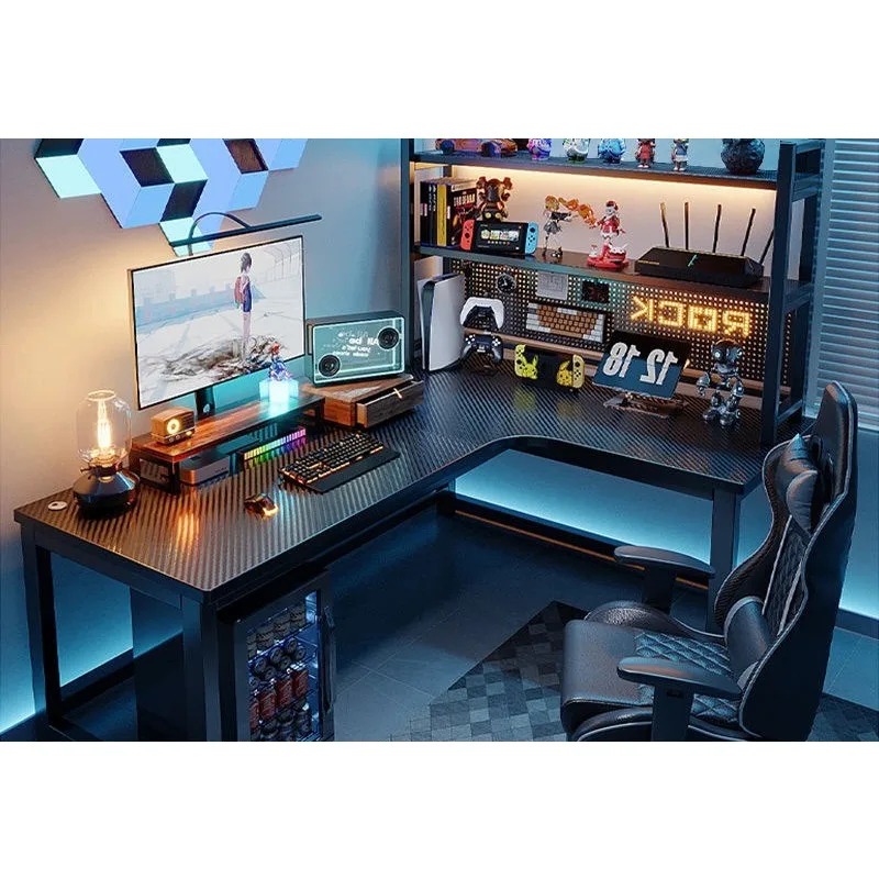 Adjustable Height L Shaped Cor - Esports Gaming Table ulasan dan harga