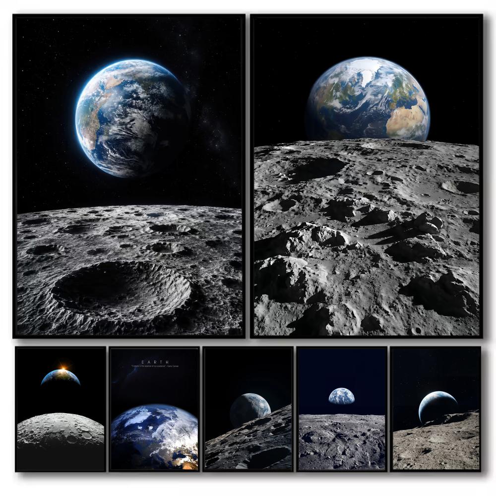 Earth and Moon Painting Canvas - Esports And Gaming Lounge ulasan dan harga